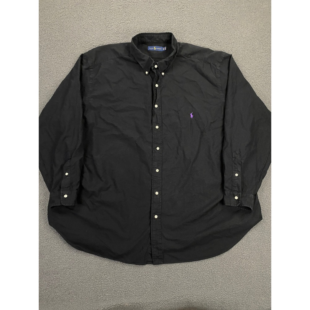 Ralph Lauren Shirt Mens 4XB Big & Tall Black Oxford Cloth OCBD Button Down Pony
